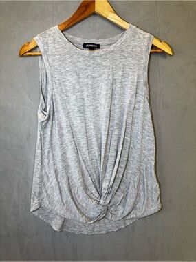 Express Twist Front Tank Top M Gray Sleeveless Draped Stretch Y2K Casual